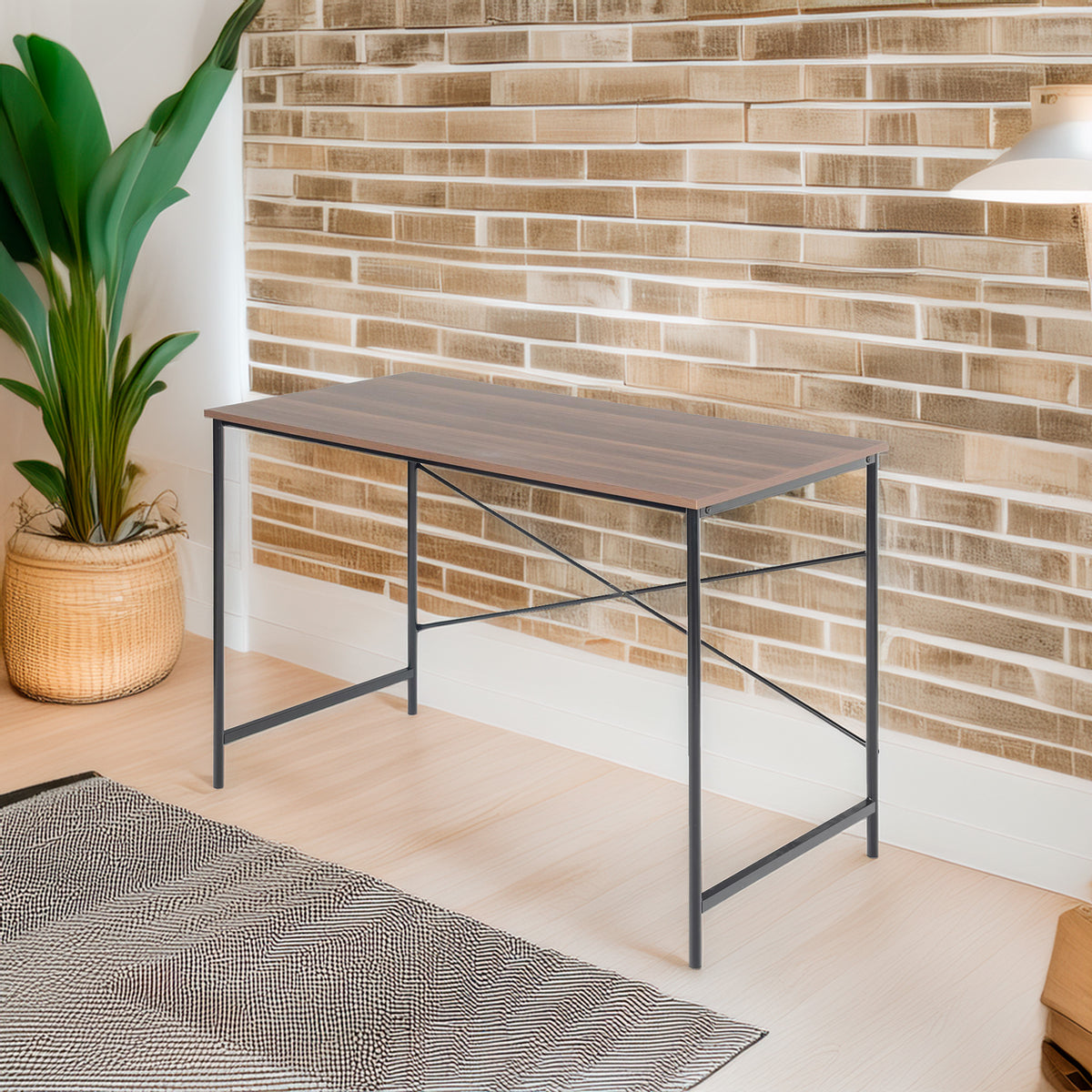 Mesa plegable escritorio nogal y negro 120x60x75 cm (4)