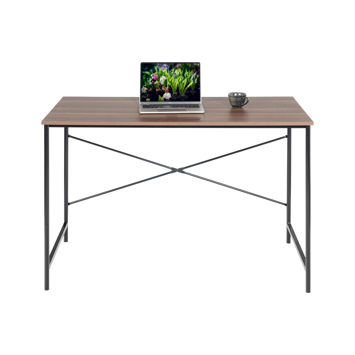 Mesa plegable escritorio nogal y negro 120x60x75 cm (6)