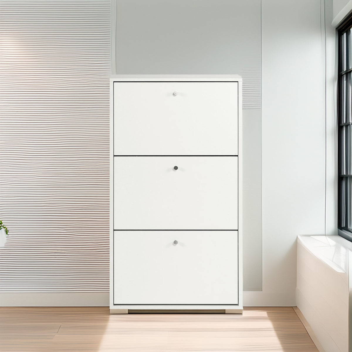 Zapatero metal color blanco con estructura Jordi 63x24x113cm (3)