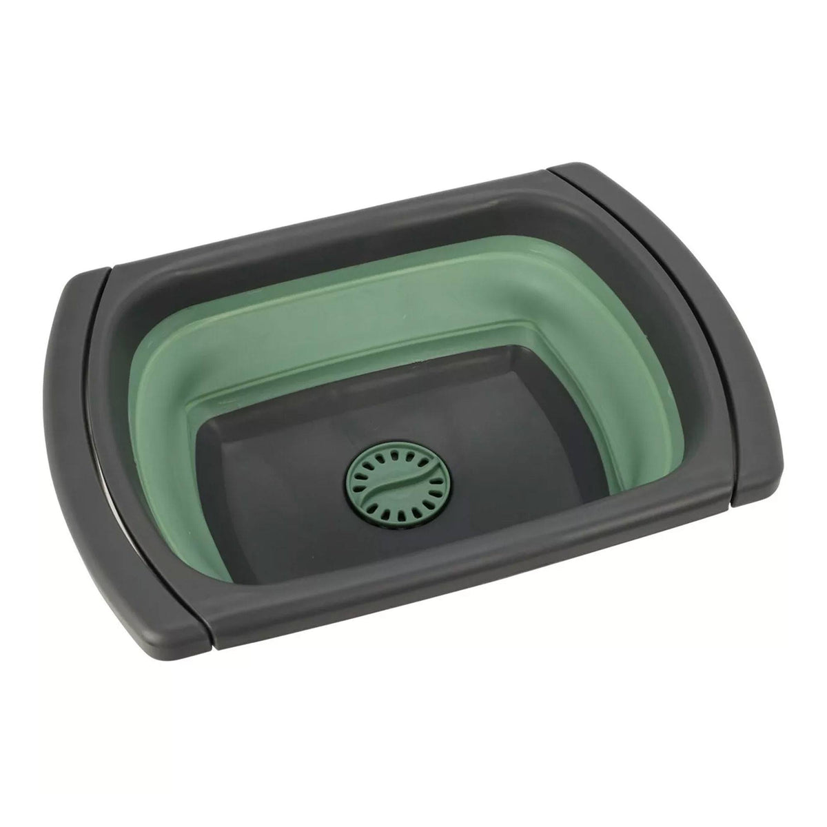 Cesta lavavajillas plegable verde y gris (3)