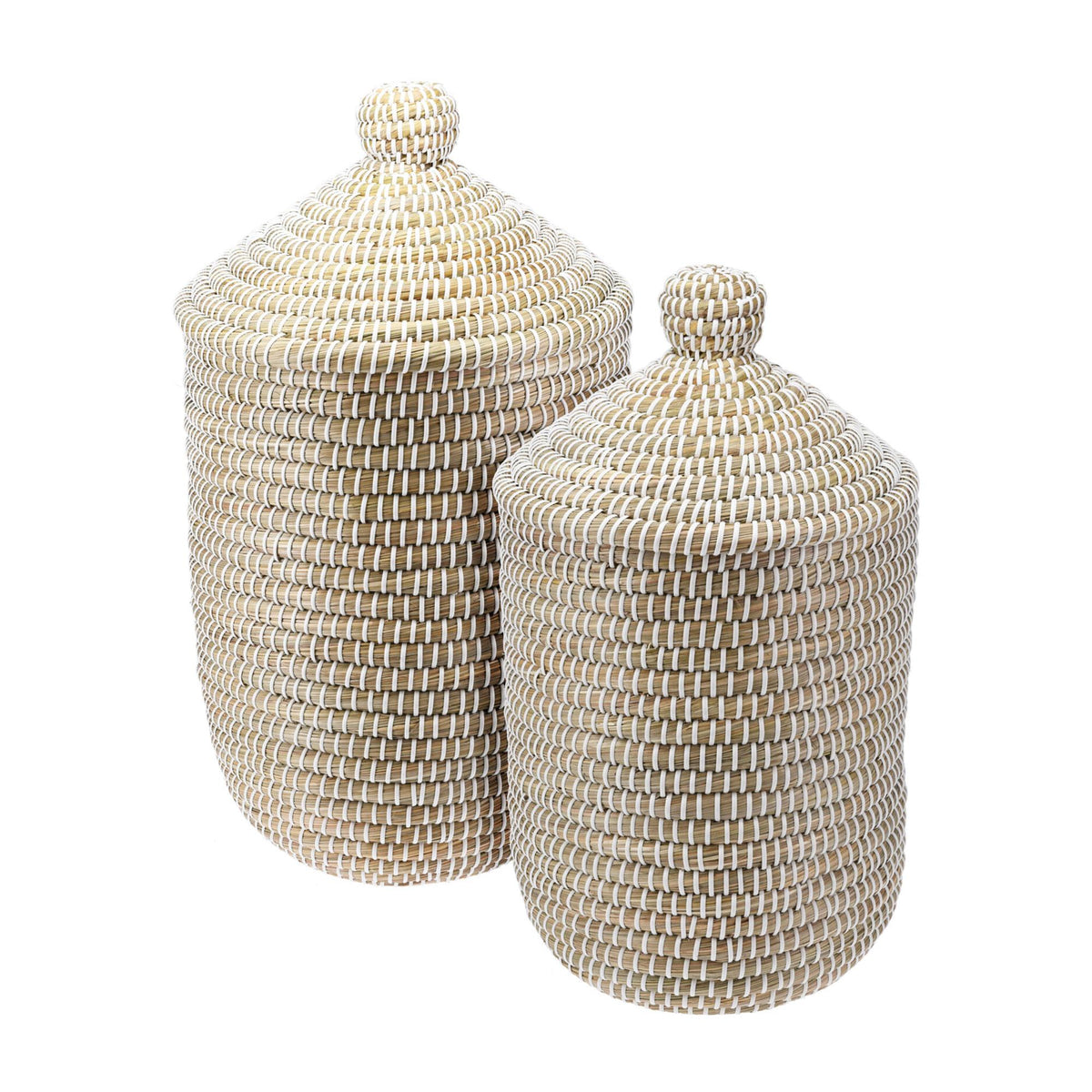 Conjunto de 2 cestos para ropa con tapa Ø27cm Ø33,5cm