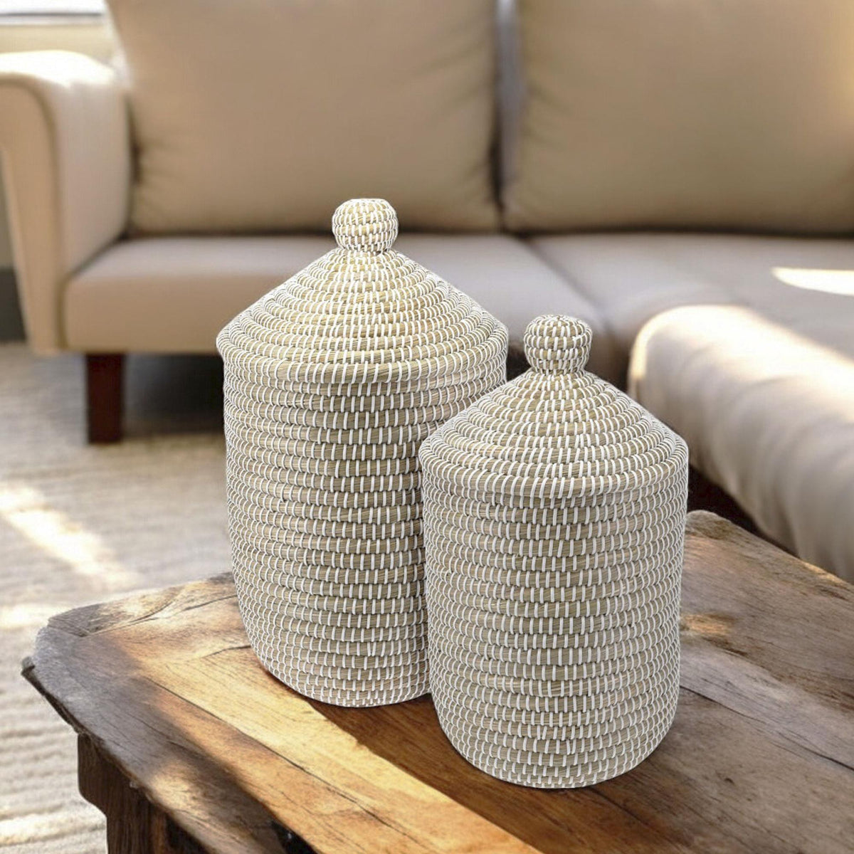 Conjunto de 2 cestos para ropa con tapa Ø27cm Ø33,5cm (4)