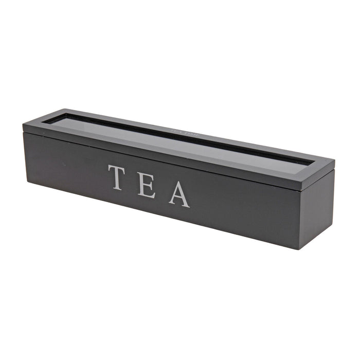 Caja de té MDF 6 compartimentos color negro