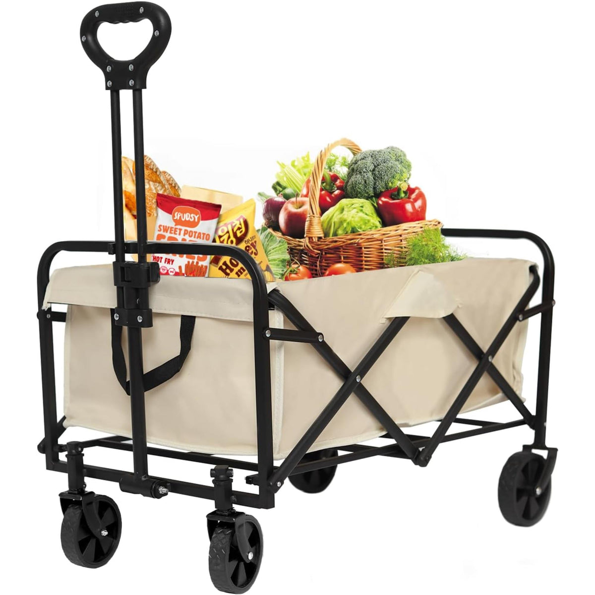 Carrito de playa plegable blanco 73,5x51x92cm (4)