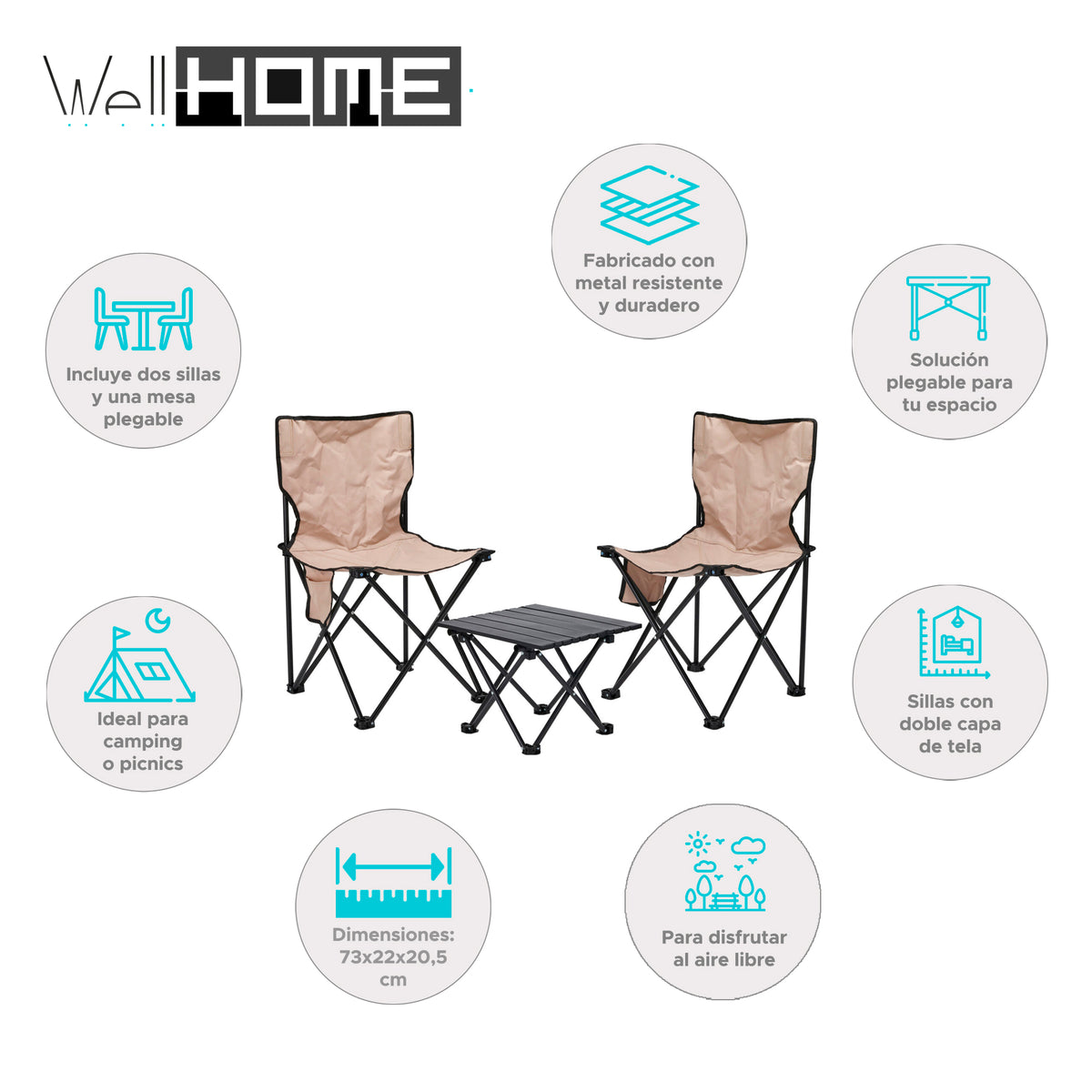 Set de camping 2 sillas y 1 mesa plegable (2)