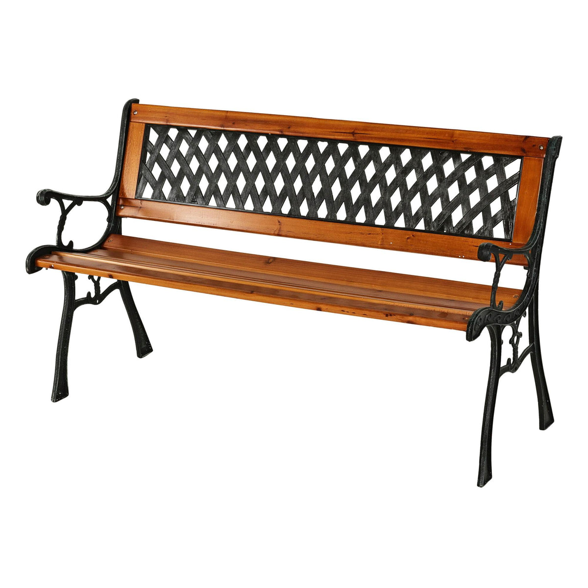 Banco de jardín madera y metal 125x52x73cm