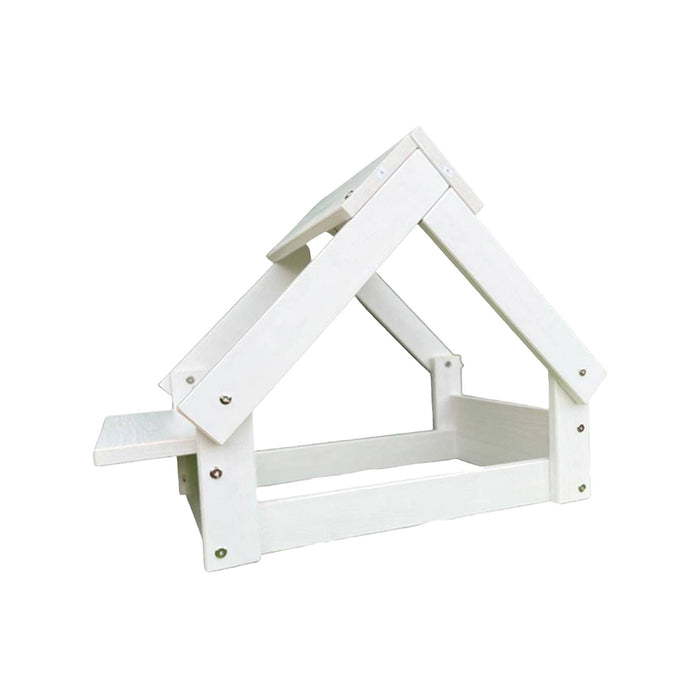 Caseta para perros interior madera con soporte cuencos blanca