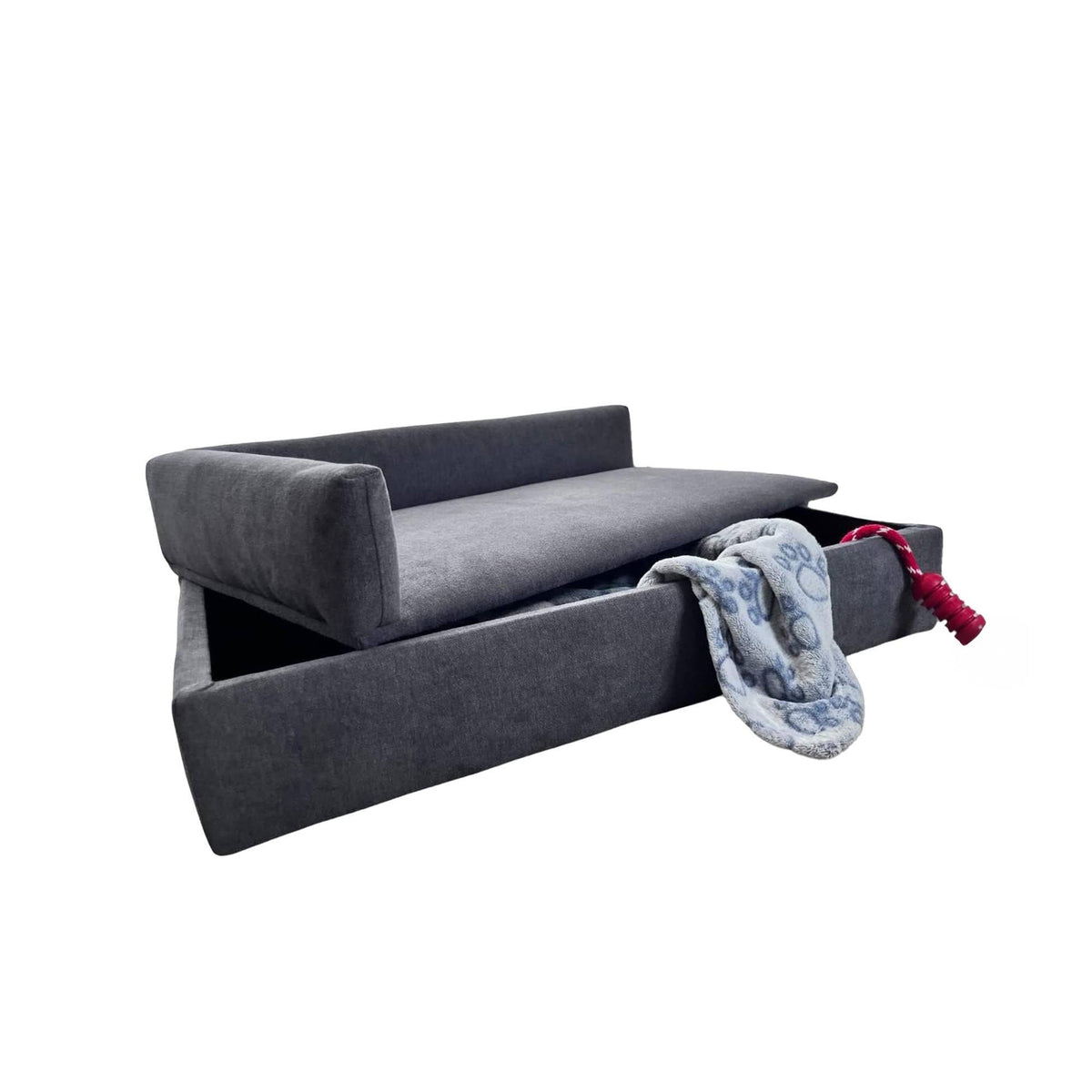 Sofá cama con canapé para mascotas tejido especial color gris