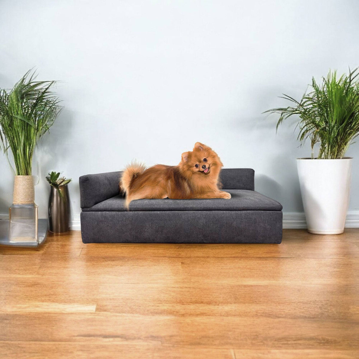 Sofá cama con canapé para mascotas tejido especial color gris (3)