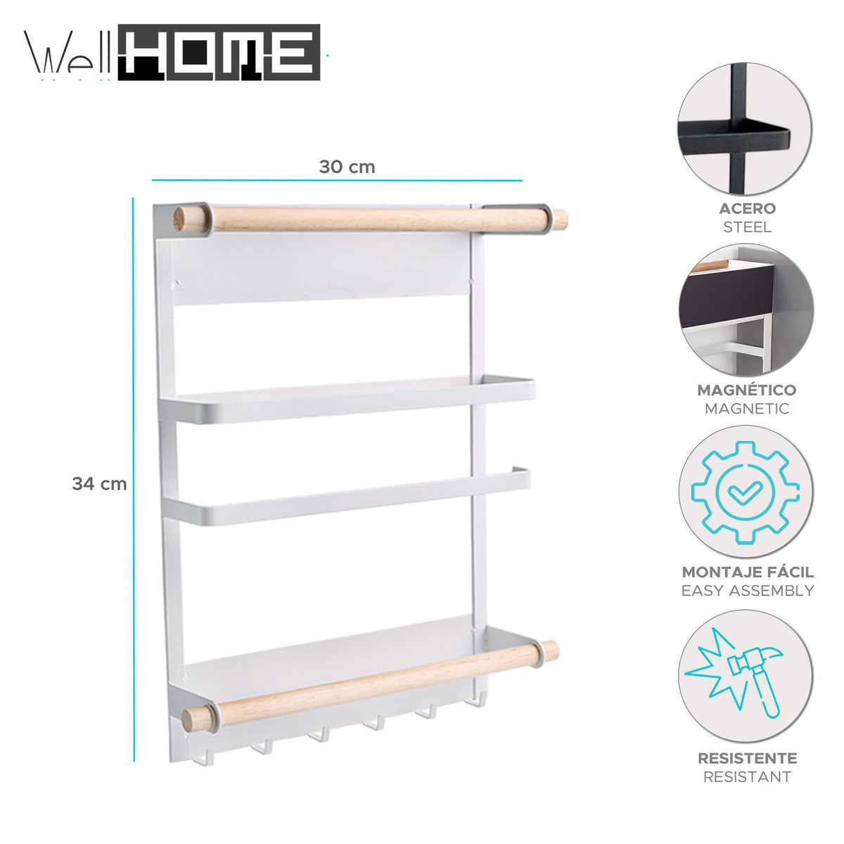 Rack de fijación magnética acero pintado color blanco (2)