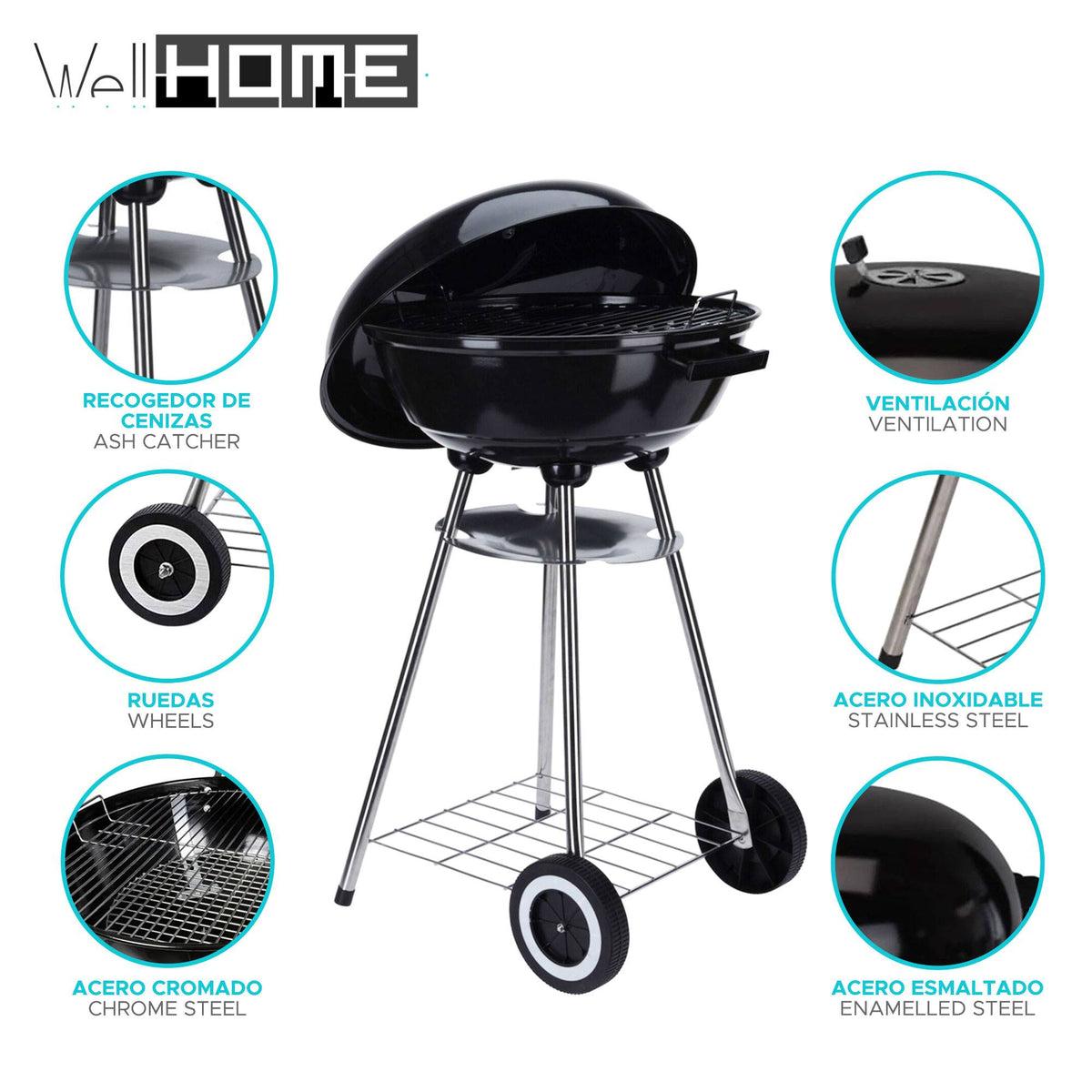 Barbacoa con ruedas tipo bowl Ø47cm (3)