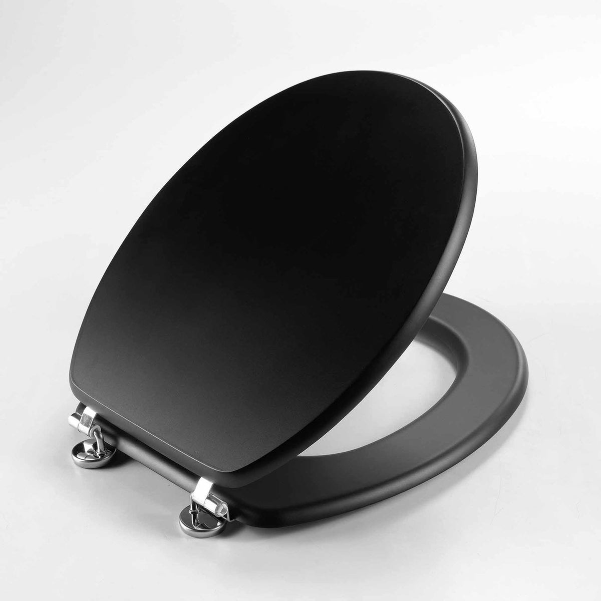 Tapa de inodoro MDF bisagras acero inox negro 37,5x45cm (6)