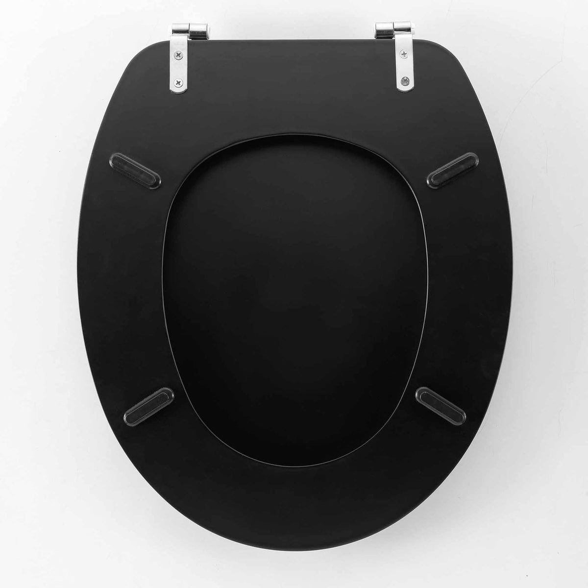Tapa de inodoro MDF bisagras acero inox negro 37,5x45cm (8)