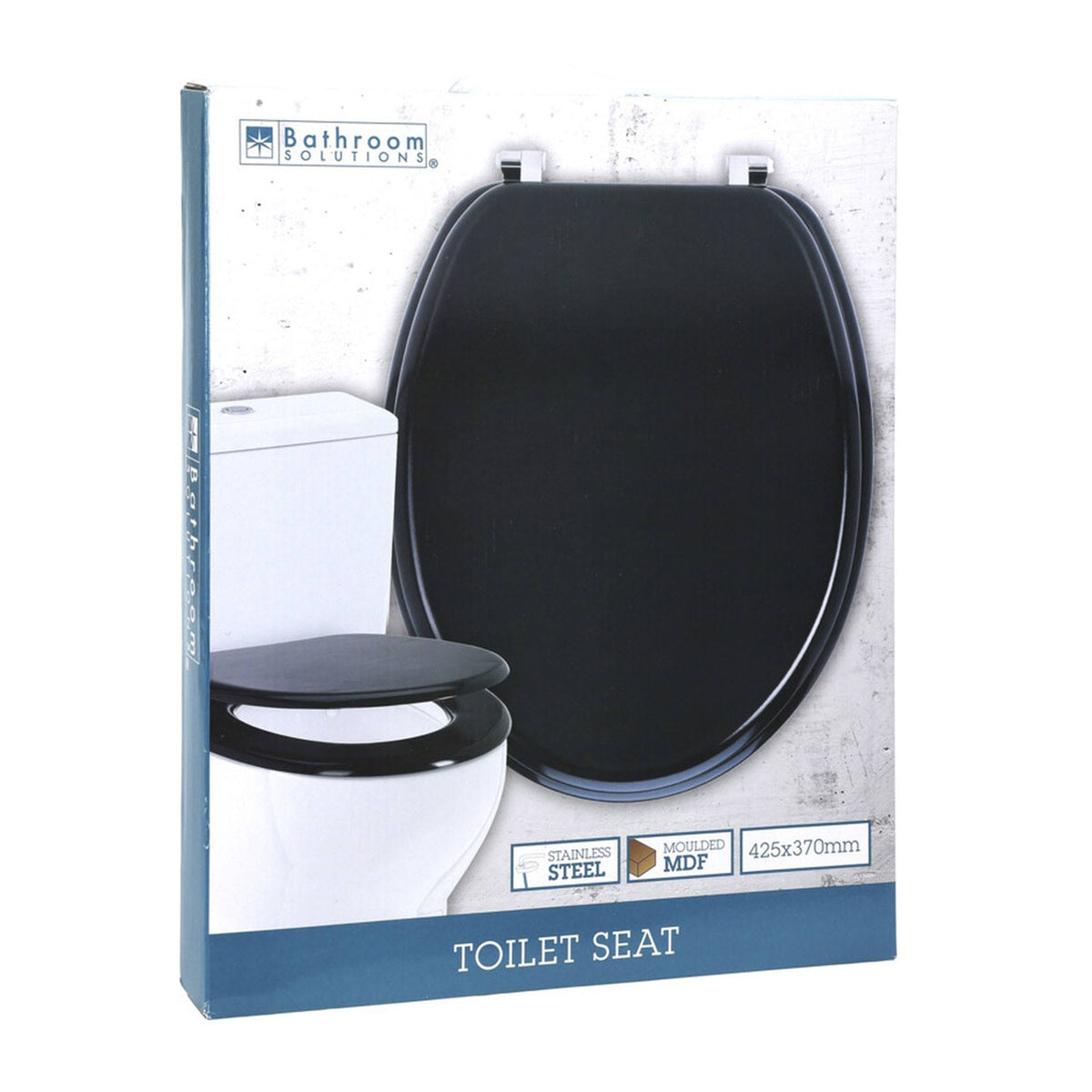Tapa de inodoro MDF bisagras acero inox negro 37,5x45cm (9)