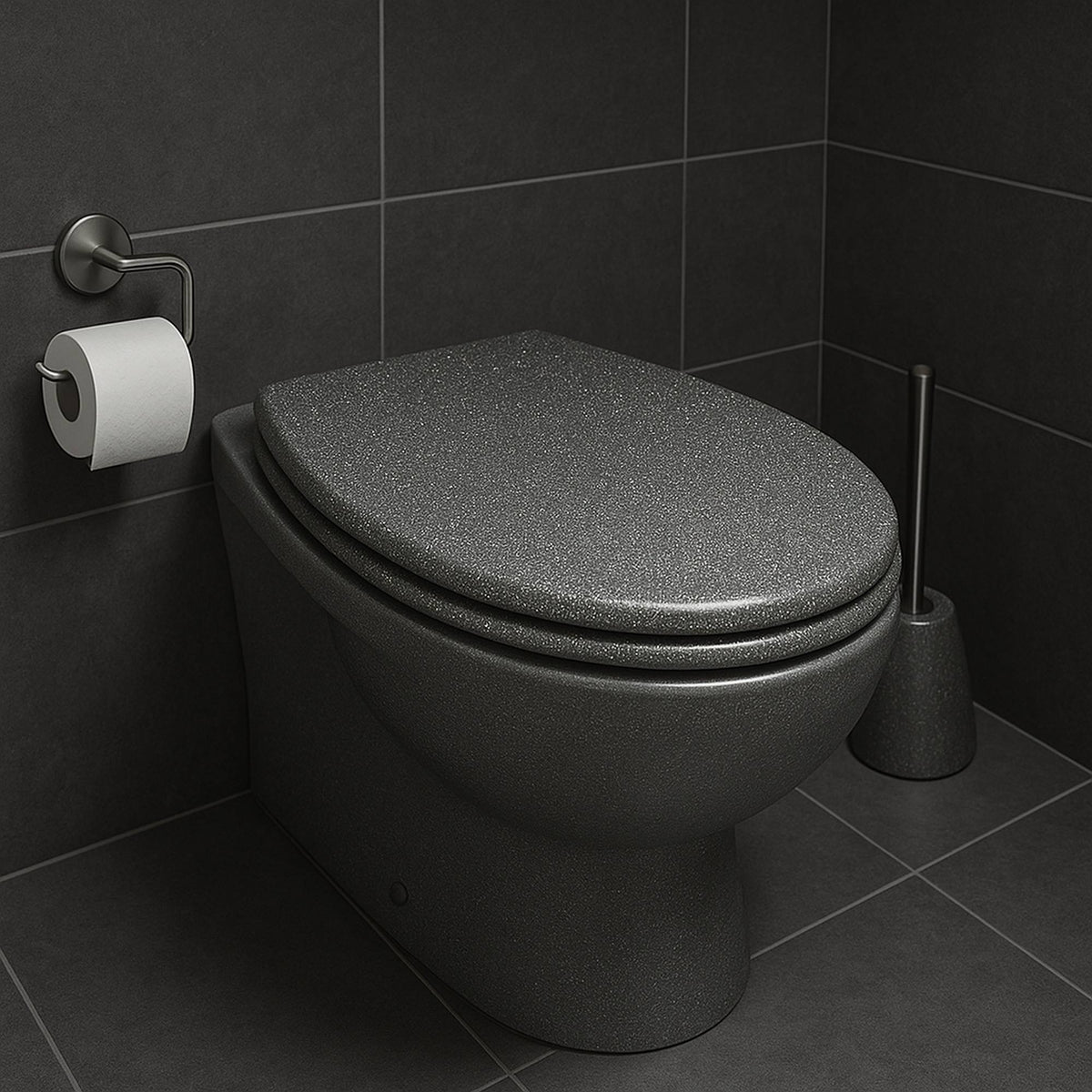 Tapa de inodoro MDF bisagras acero inox plata 37,5x45cm (4)