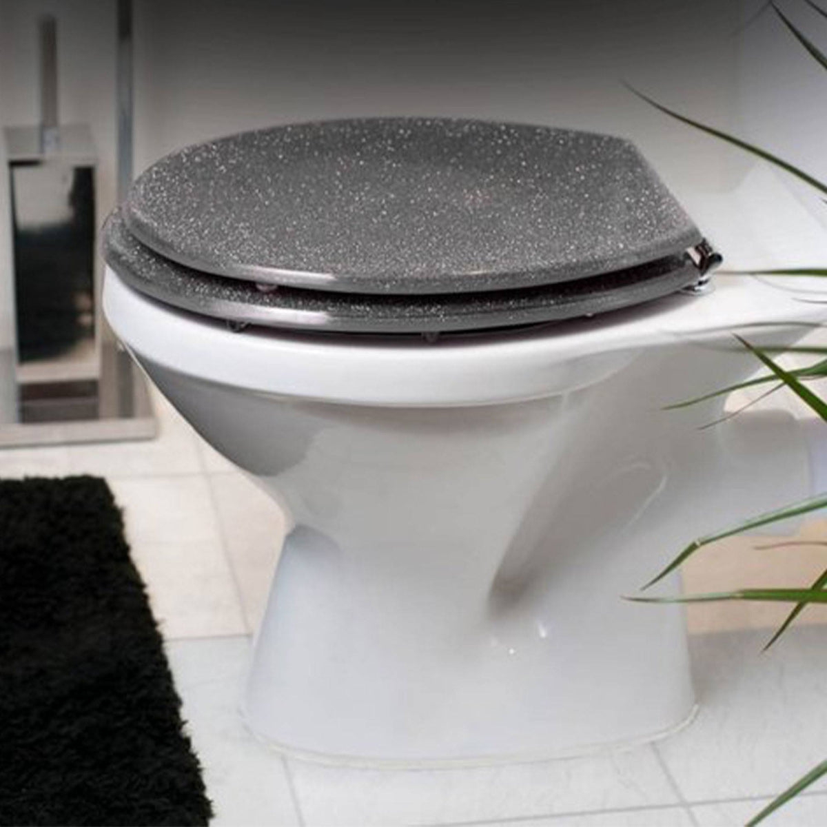 Tapa de inodoro MDF bisagras acero inox plata 37,5x45cm (6)