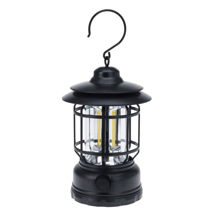 Luz de camping LED 3 bombillas recargable USB negro Ø11,5x17,8cm
