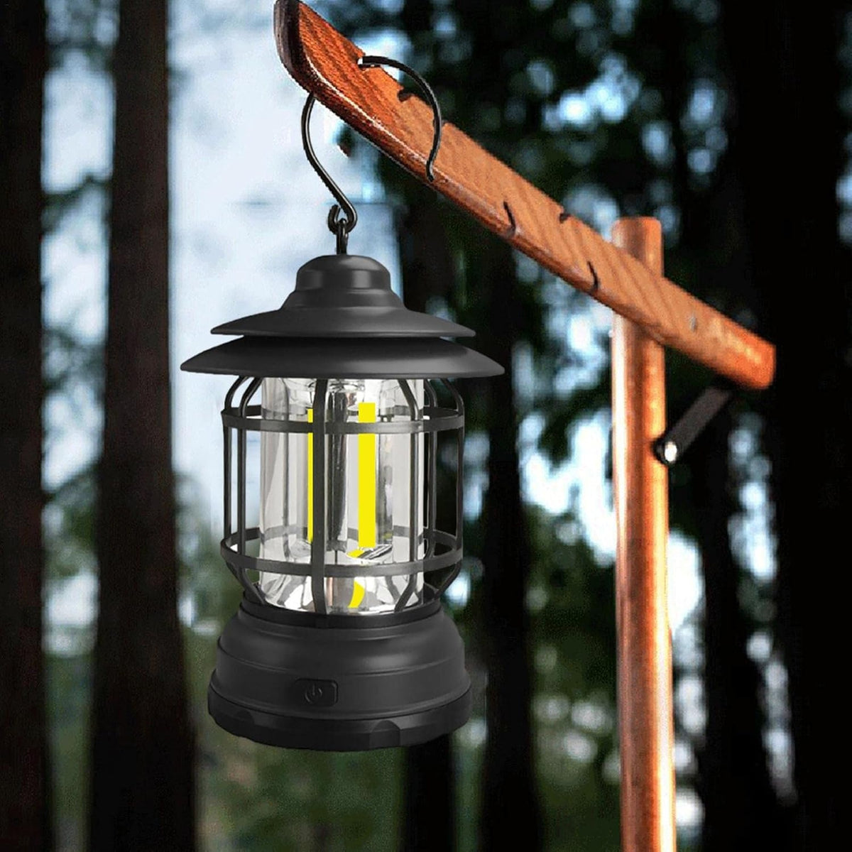 Luz de camping LED 3 bombillas recargable USB negro Ø11,5x17,8cm (3)