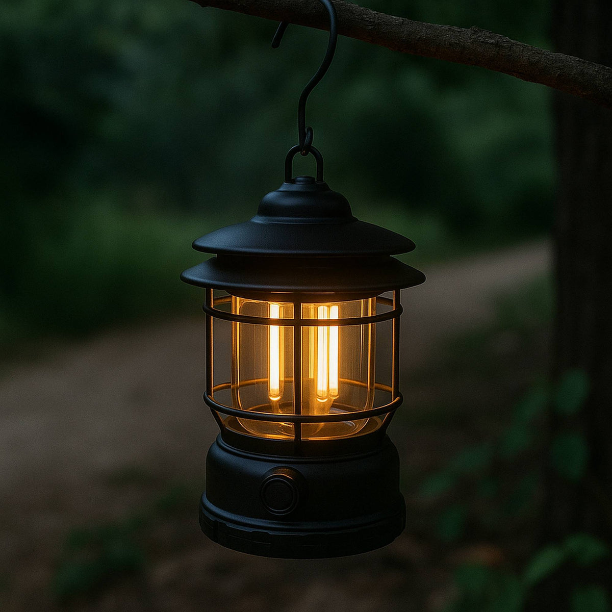 Luz de camping LED 3 bombillas recargable USB negro Ø11,5x17,8cm (4)