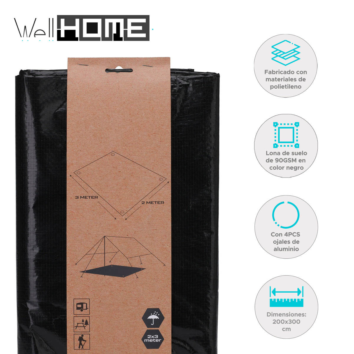 Lona de suelo 2x3m 90GSM color negro (2)