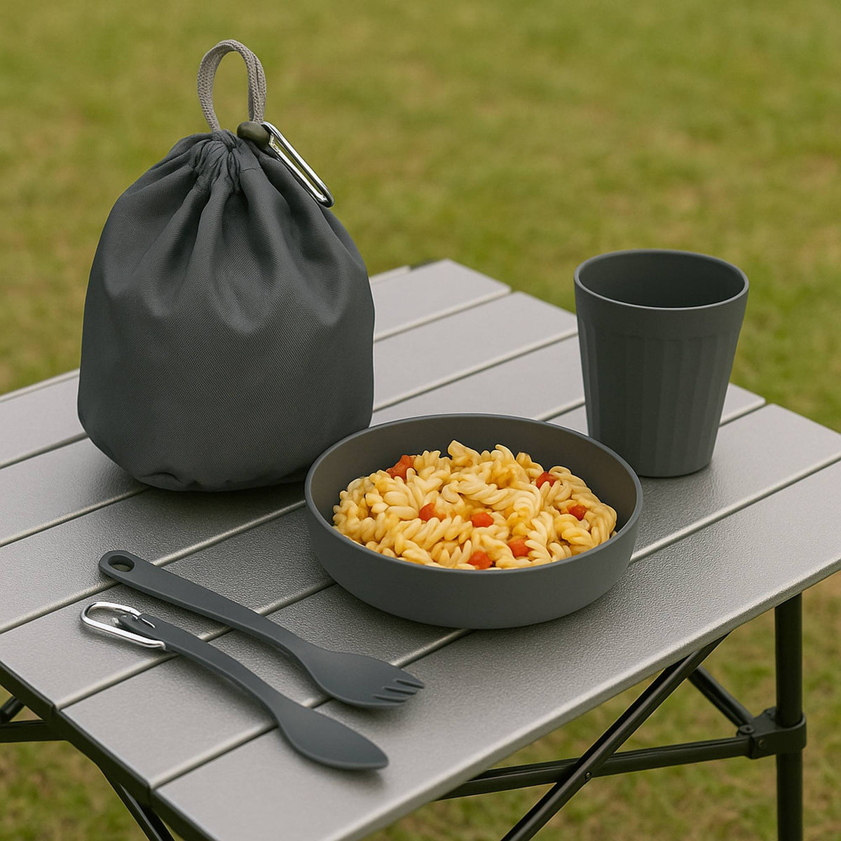Juego de camping 6 pzs: bol 730ml, taza 330ml, cubiertos y bolsa (3)