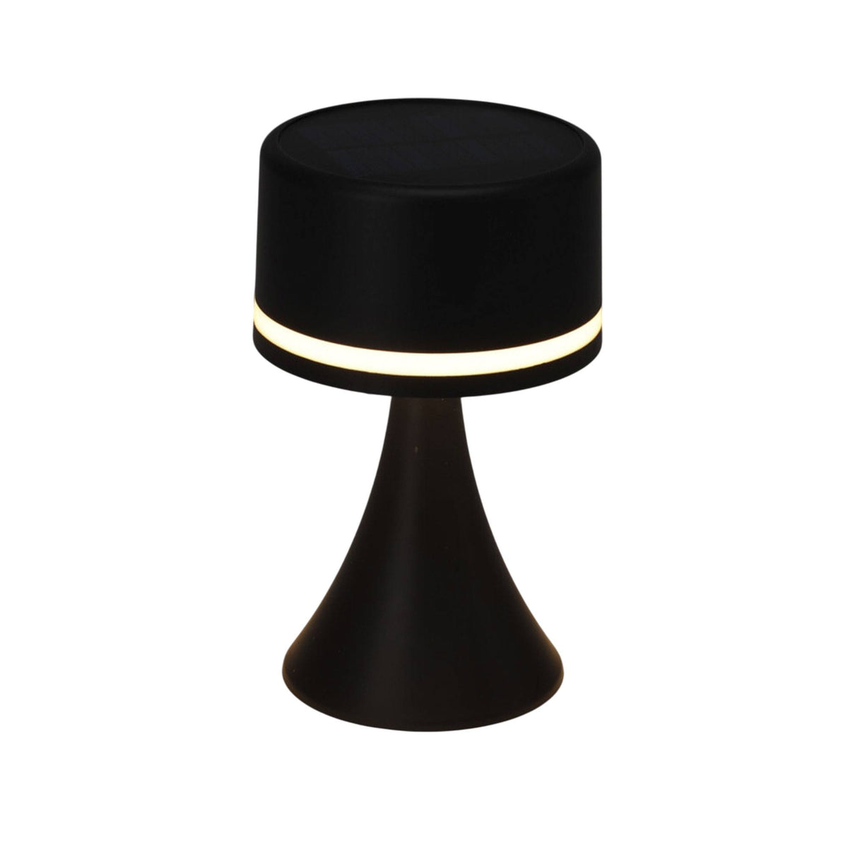 Lámpara de mesa solar recargable panel solar y USB negro