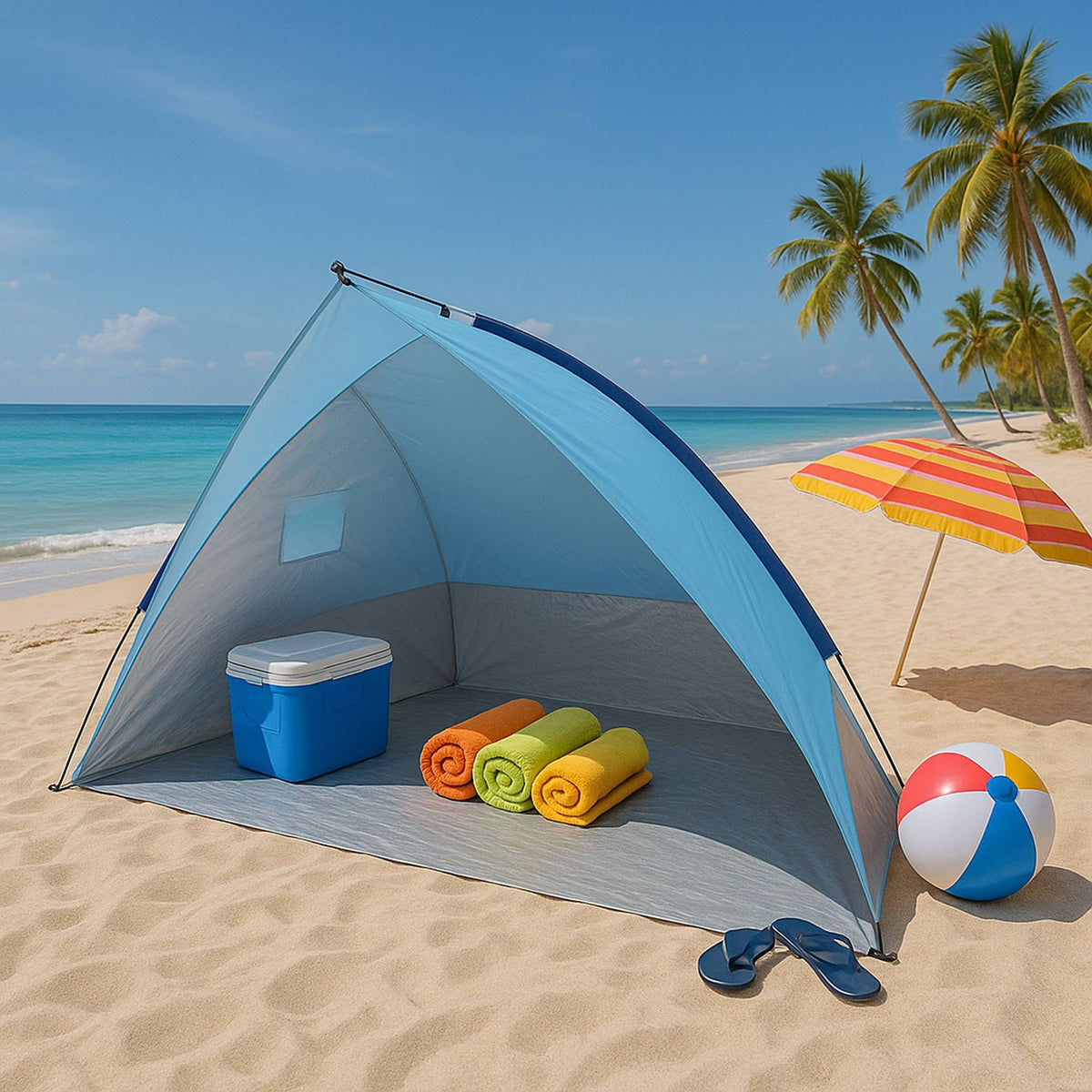 Tienda de playa poliéster 270x120x120cm color azul (6)