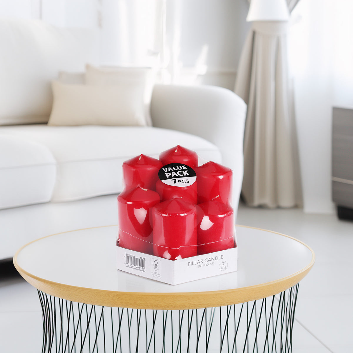 Set de velas rojas sin esencia 7 tamaños surtidos (4)