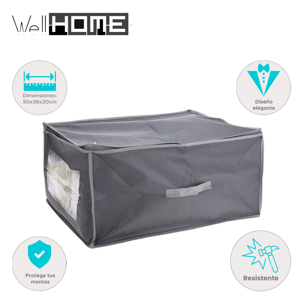 Funda protectora para manta no tejida 80g/m2 50x38x20cm gris (2)
