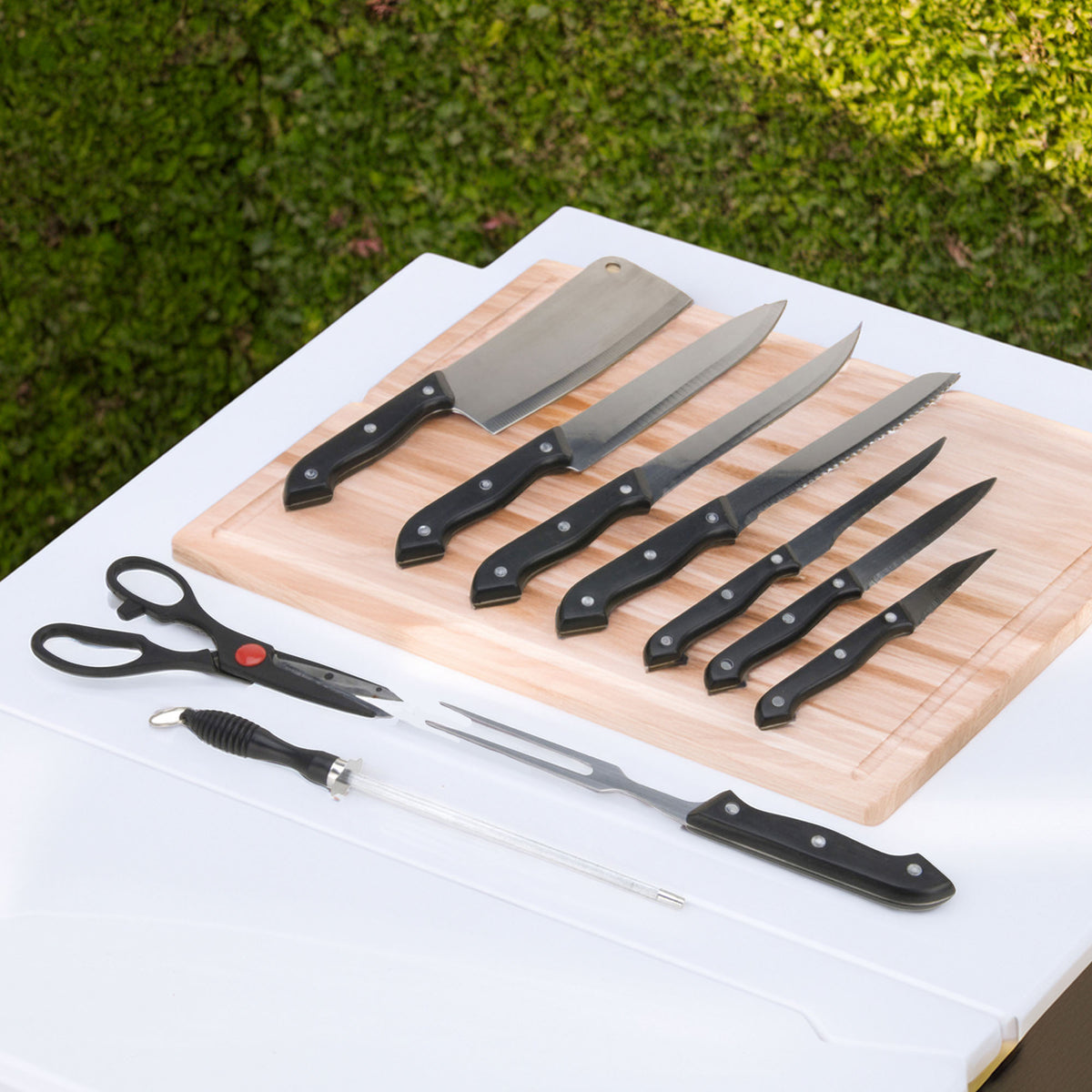 Set de cuchillos 11 pzs con cubierta acetato y tabla de madera (4)