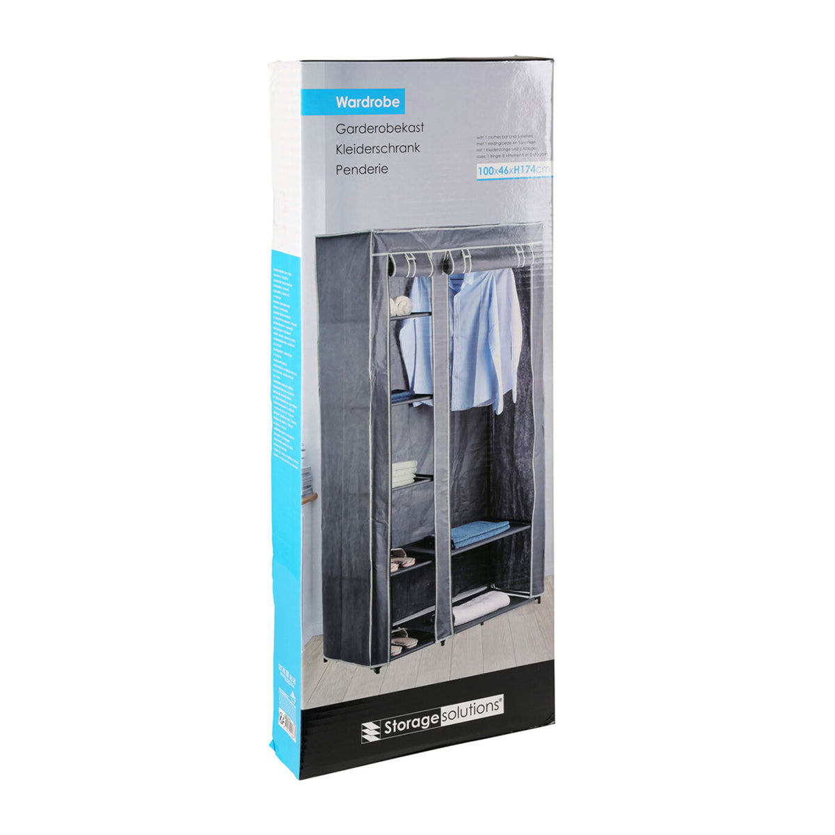Armario organizador de ropa barra acero 5 estantes 100x46x174cm (5)