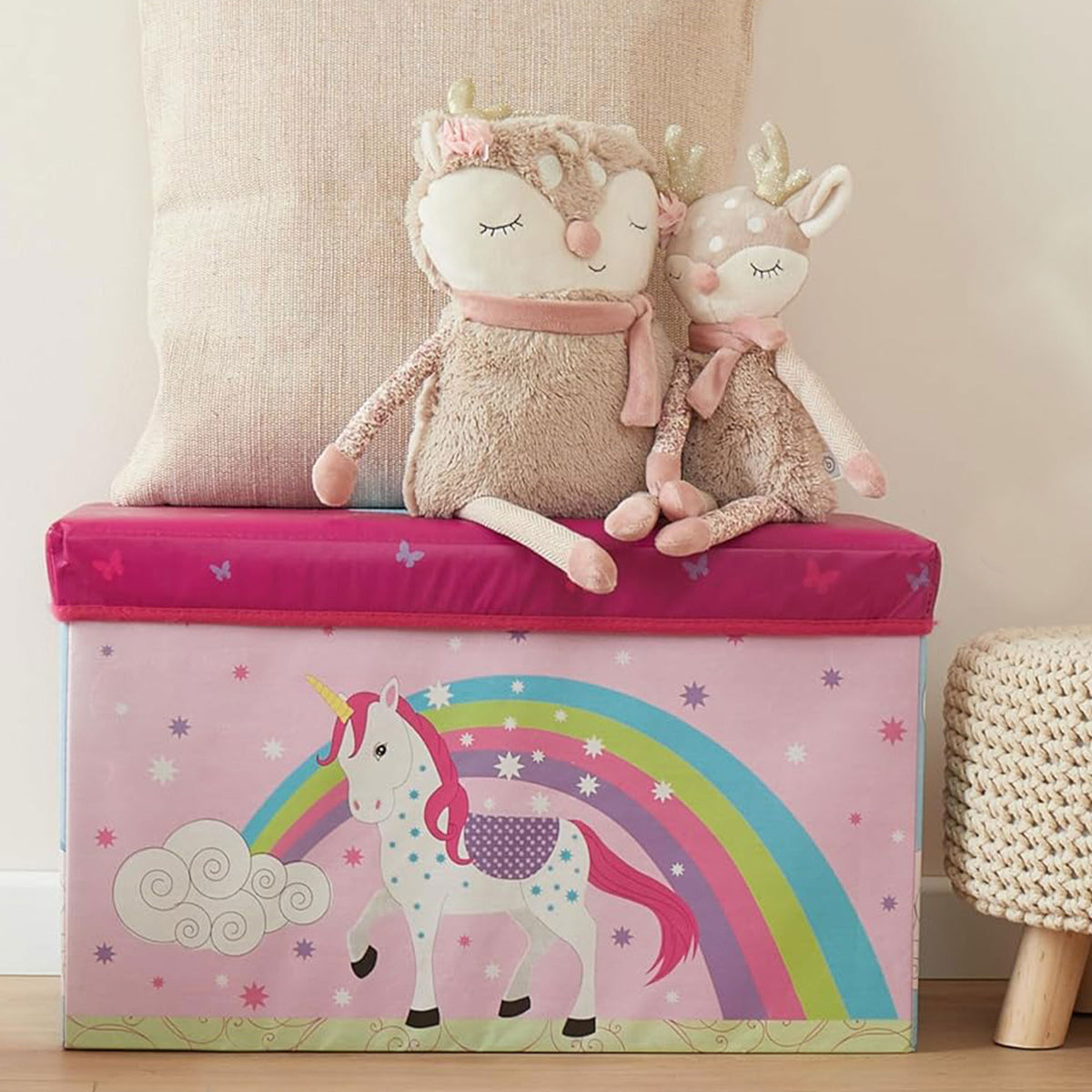 Caja de almacenamiento MDF no tejido diseño unicornio 60x30x35cm (4)