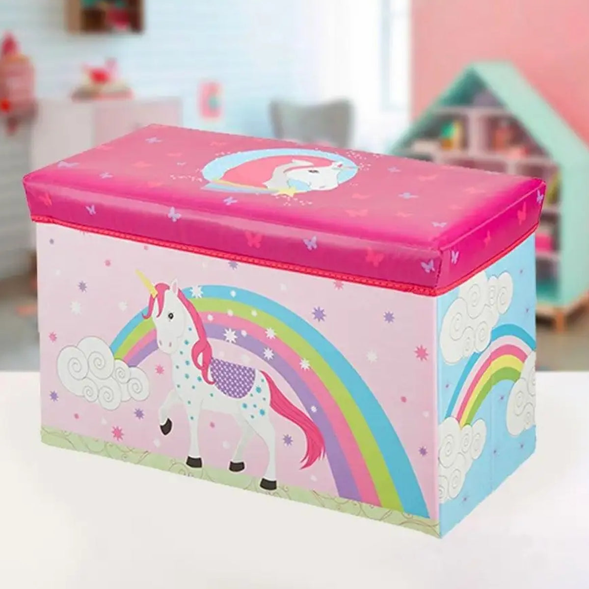 Caja de almacenamiento MDF no tejido diseño unicornio 60x30x35cm (5)