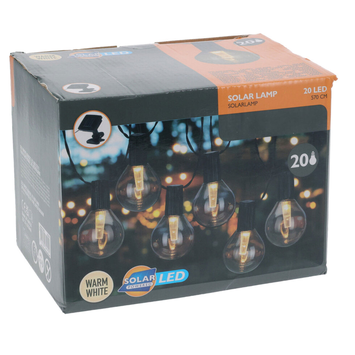 Set de 20 luces solares de fiesta LED grises con panel solar (5)