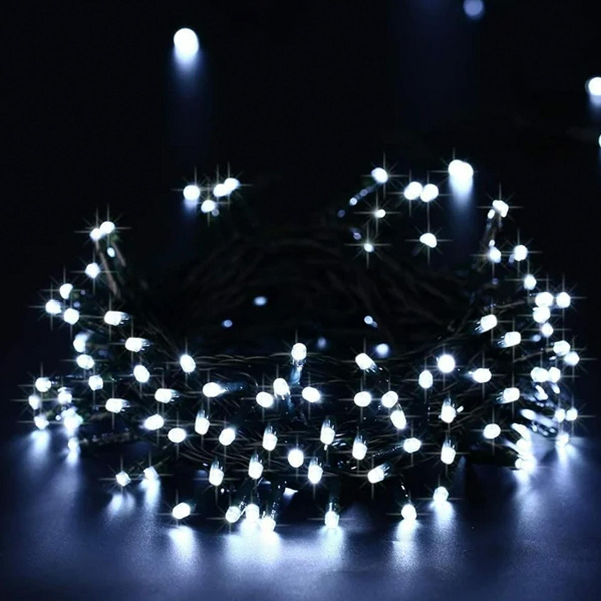 Cadena de luz LED solar blanco frío 400 bombillas cable 4m (3)