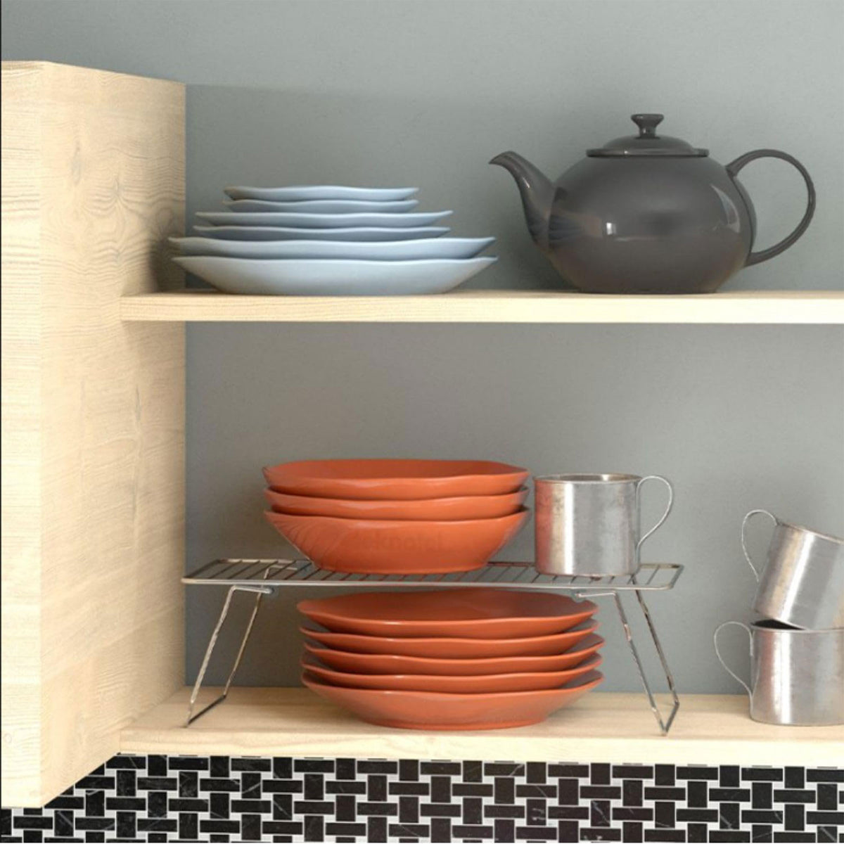 Organizador de cocina recubrimiento polvo gris 37x22,5x13,5cm (5)