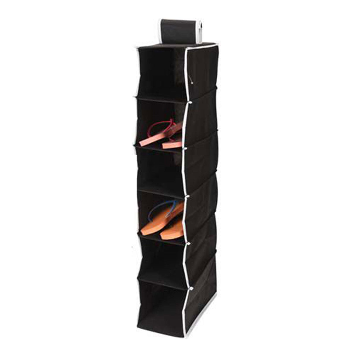Organizador colgante 6 compartimentos negro 15x30x84cm
