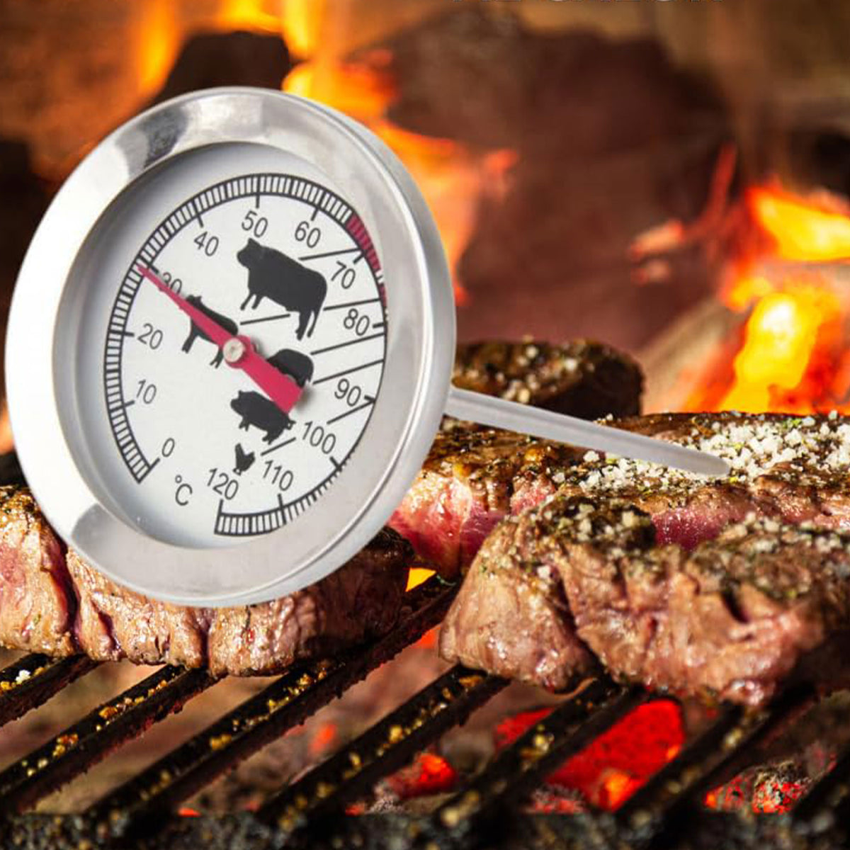 Termómetro para carne acero inox hasta 300 grados indicador 120g (6)