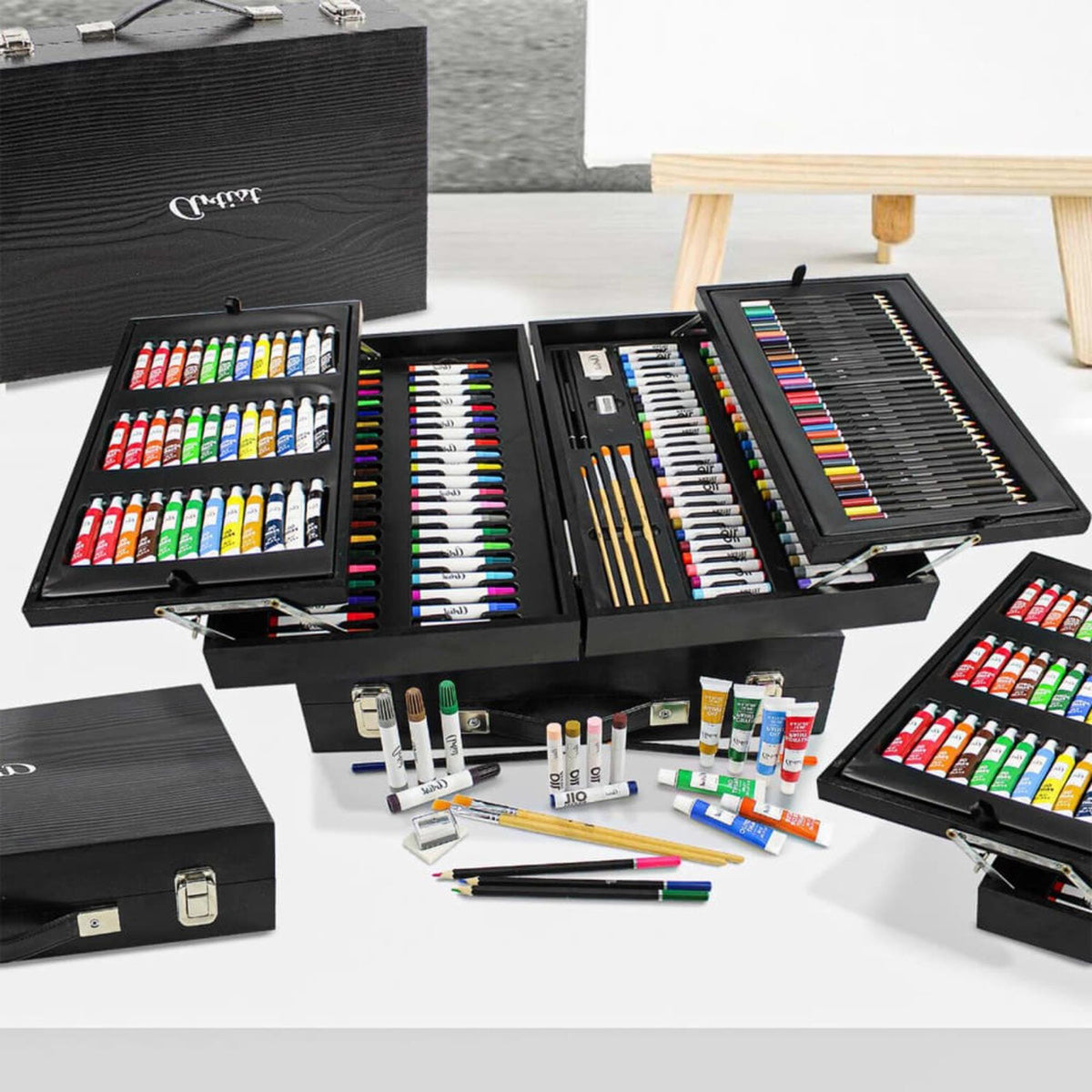 Set de pintura artística profesional caja de madera 44,5x31x10cm (3)