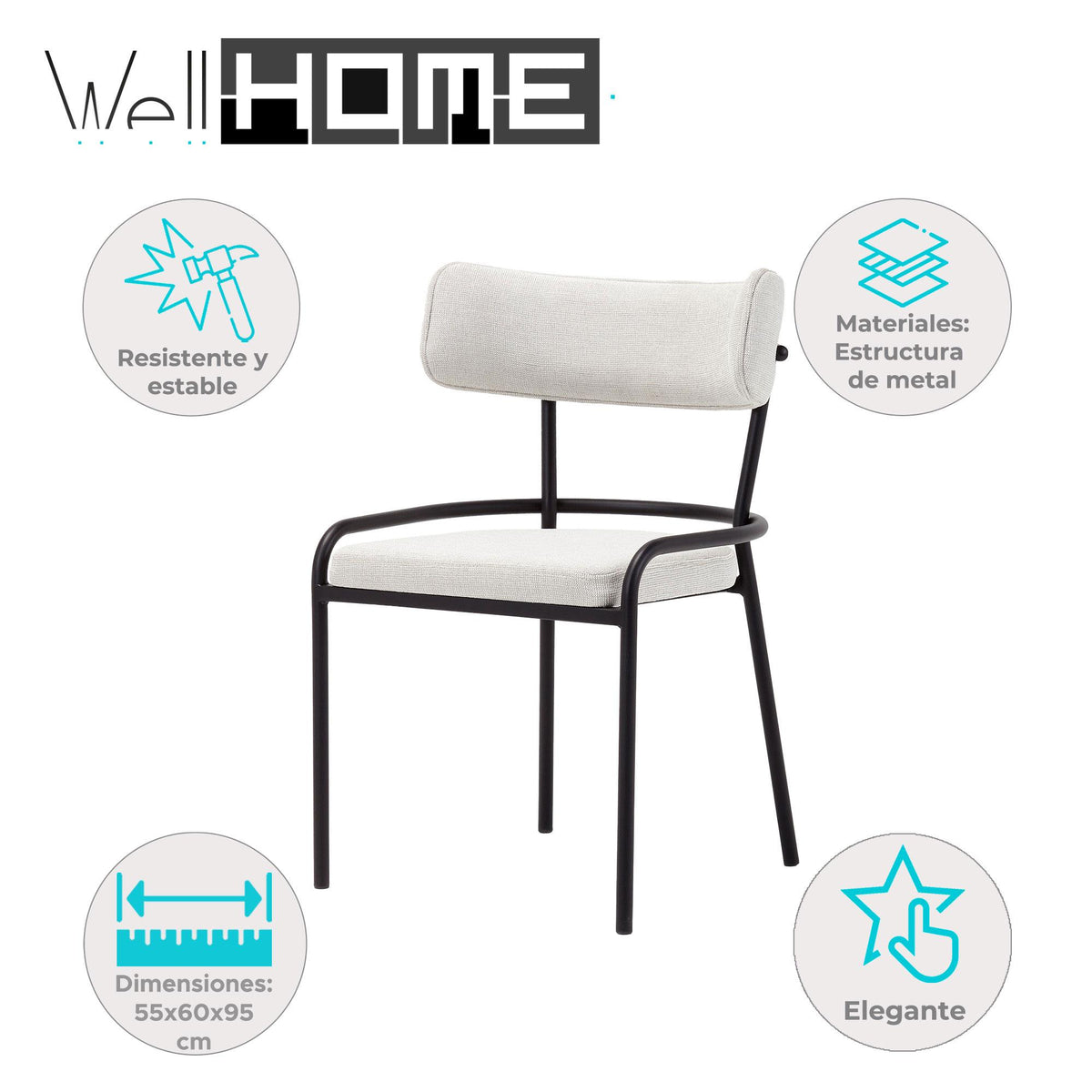 Silla Pole beige diseño minimalista 55x60x95cm (2)