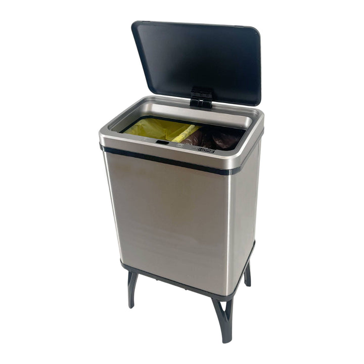 Cubo de reciclaje inteligente doble compartimento 15L+15L gris