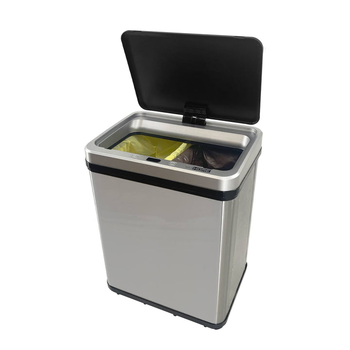 Cubo de reciclaje inteligente sin patas 15L+15L gris 35x26x43cm
