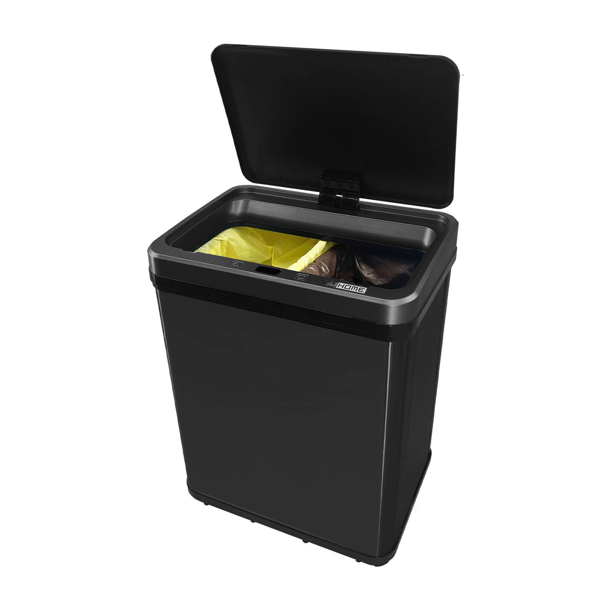 Cubo de reciclaje inteligente sin patas 15L+15L negro 35x26x43cm