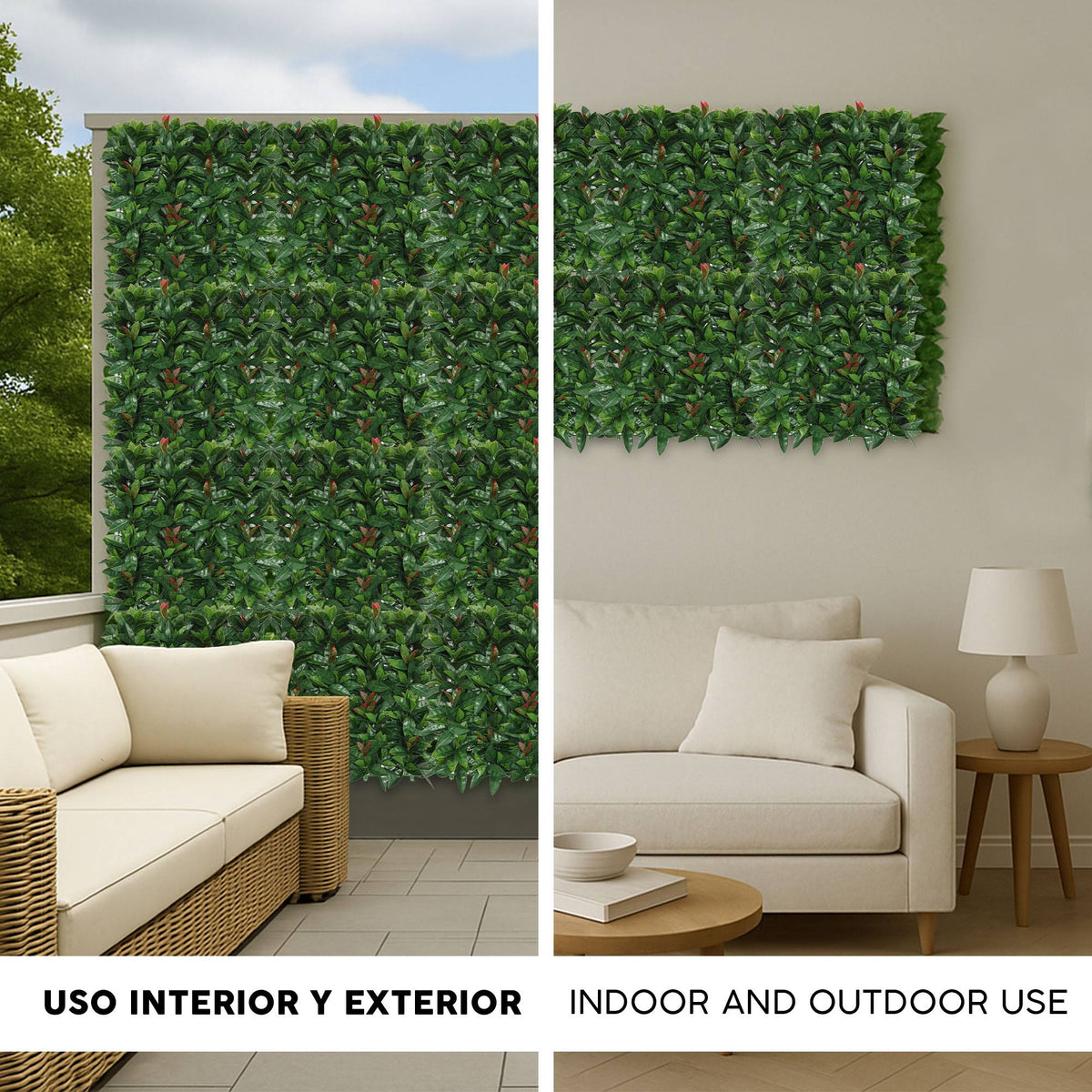 Panel jardín vertical artificial 100x100cm verde-rojo (3)