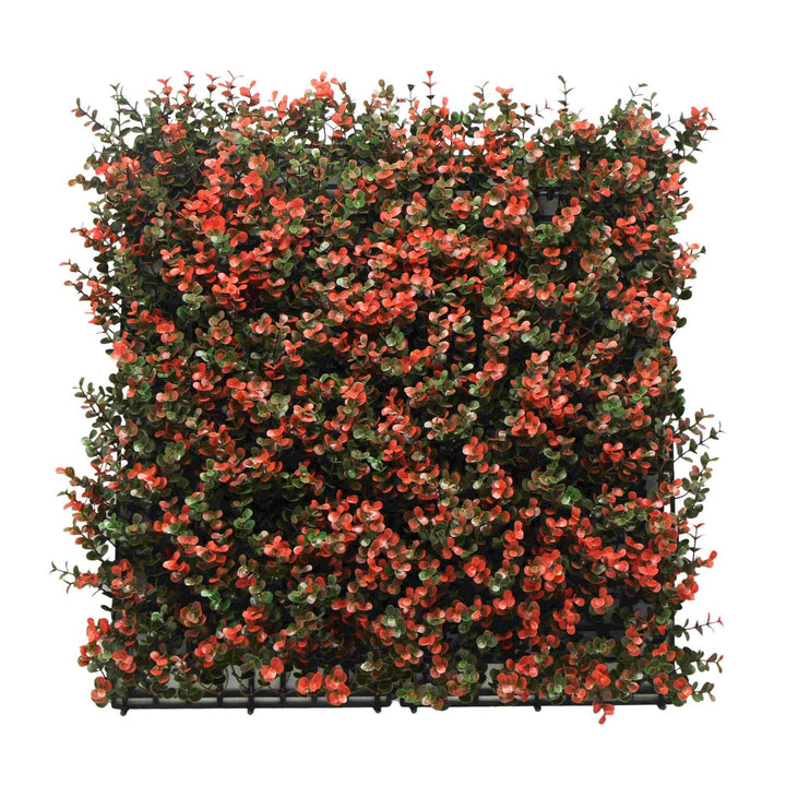Panel jardín vertical artificial seto 100x100cm flores rojas