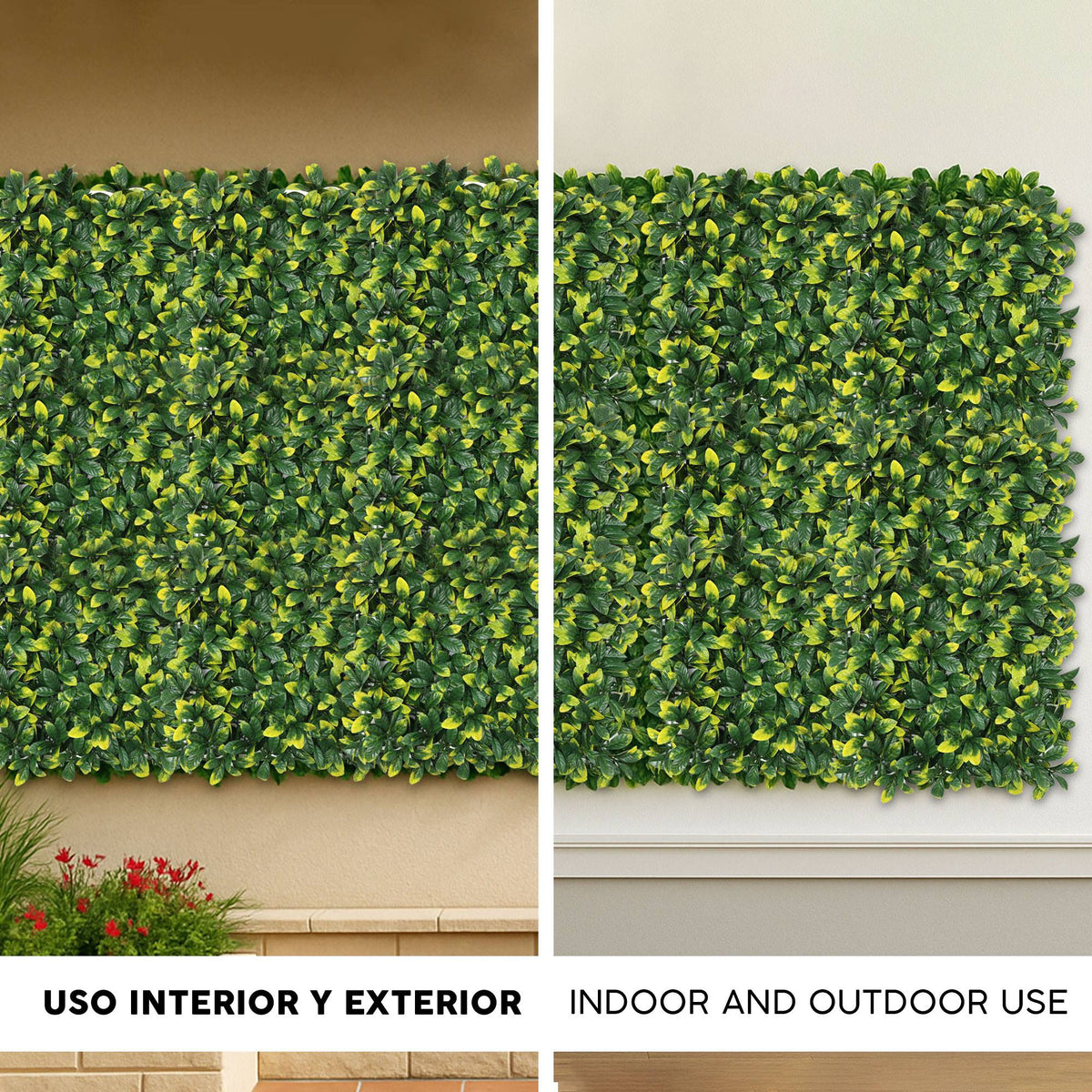 Panel jardín vertical artificial seto 100x100cm hojas amarillas (3)