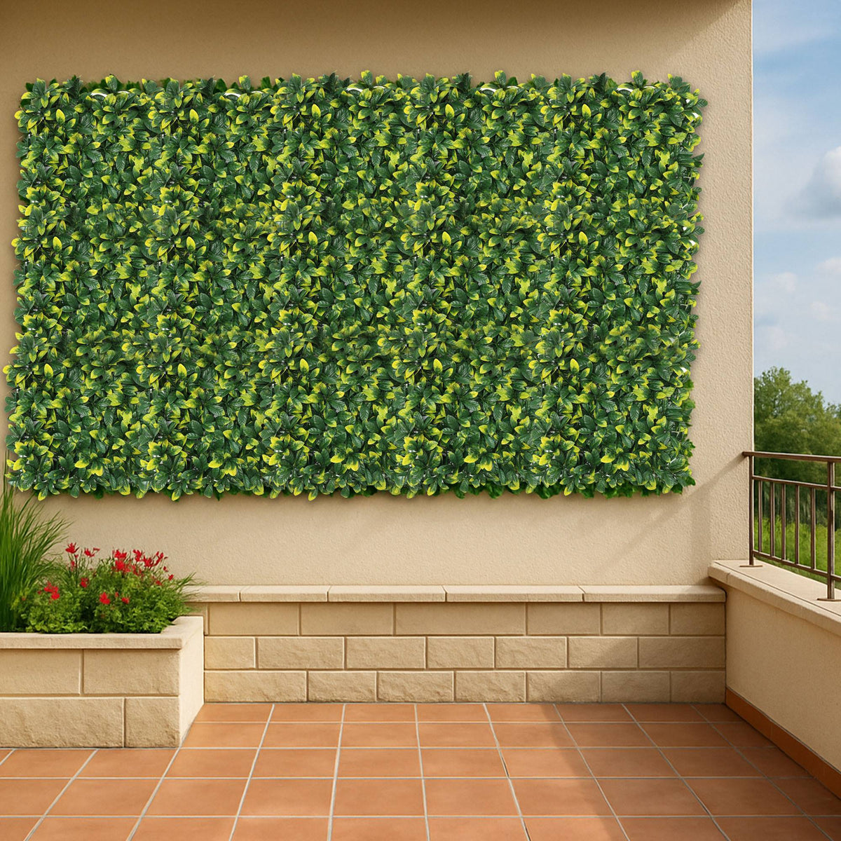 Panel jardín vertical artificial seto 100x100cm hojas amarillas (4)