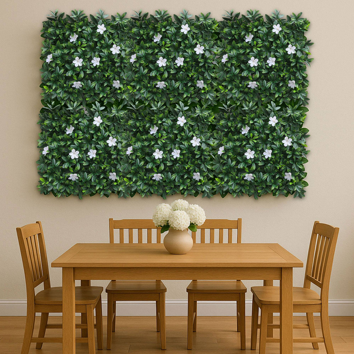Panel jardín vertical artificial seto 100x100cm flores blancas (4)