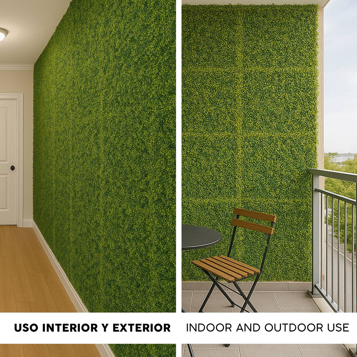 Panel jardín vertical artificial seto 100x100cm hojas verdes (3)