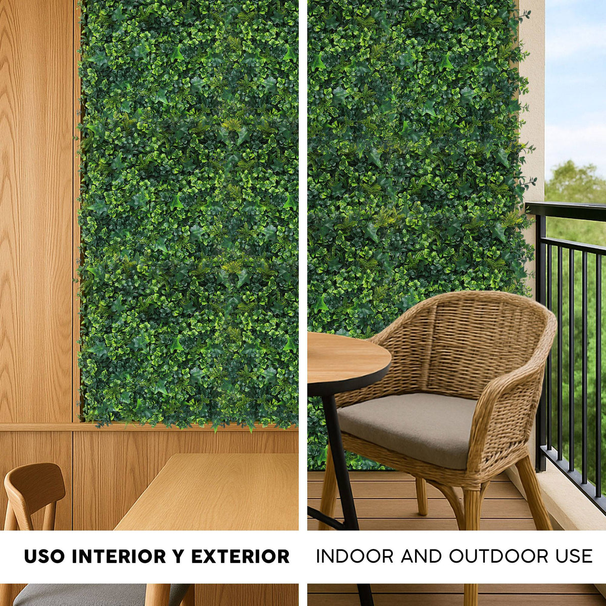 Panel jardín vertical artificial seto 100x100cm hojas mixtas (3)
